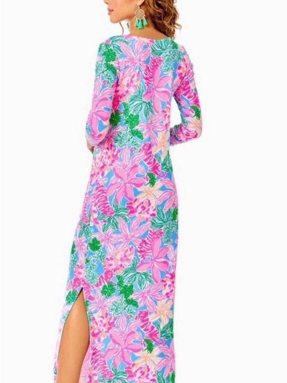 NWT LILLY PULITZER SIZE LARGE MORGANN MAXI DRESS *TIGERS LAIR* MULTI - Picture 3 of 7